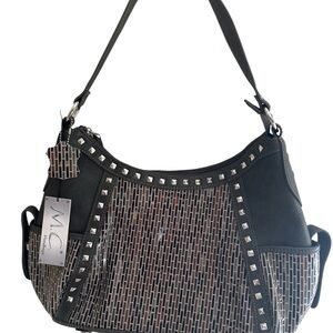 M.C. Leather New‎ With Tags Shoulder Bag Studs Geometric Inlay